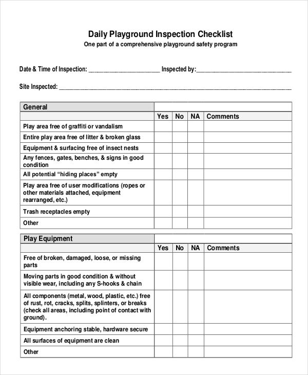 Playground Inspection Checklist Fill Out And Sign Pri - vrogue.co