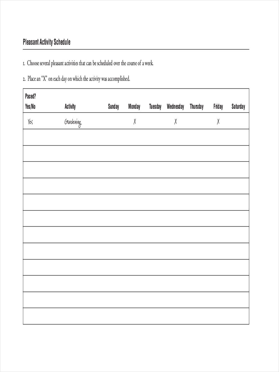 Activity Schedule - 10+ Examples, Format, Pdf | Examples