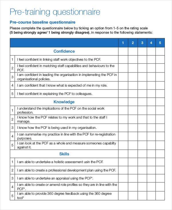 Training Questionnaire 8 Examples Format Pdf Examples