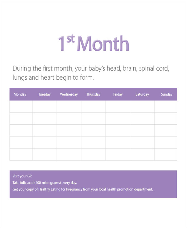 Pregnancy Diet Chart Month By Month Pdf