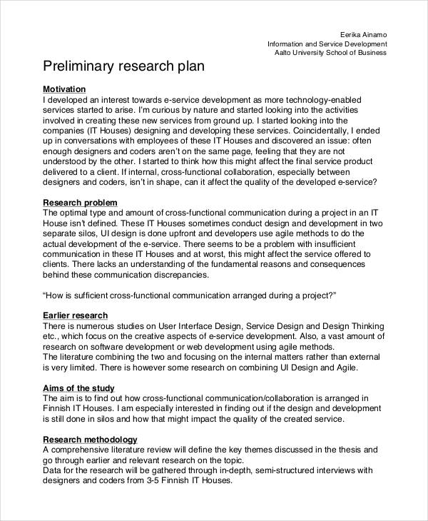 Research Plan 16 Examples Format Pdf Examples