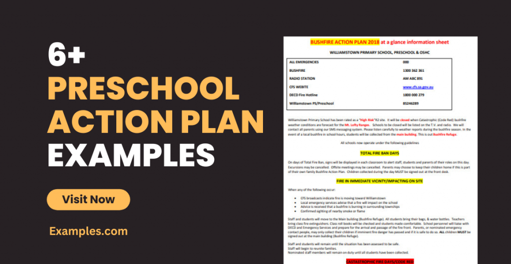 Preschool Action Plan Examples