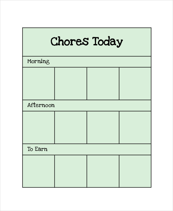 preschool chore chart