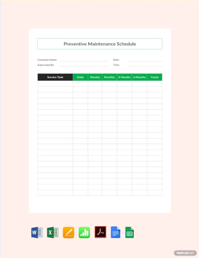 pm schedule excel template