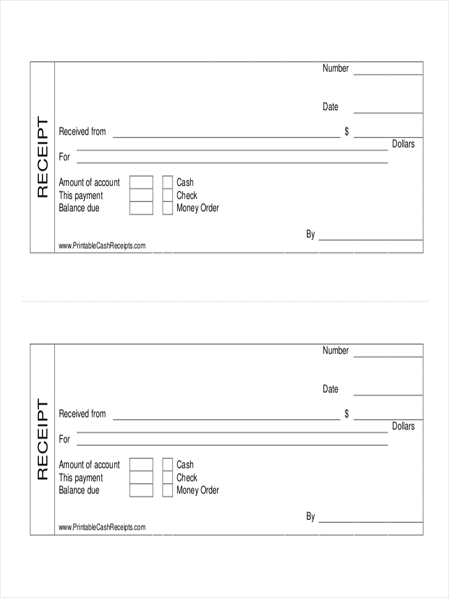 blank business receipts