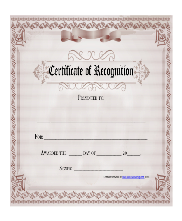 printable certificate of recognition
