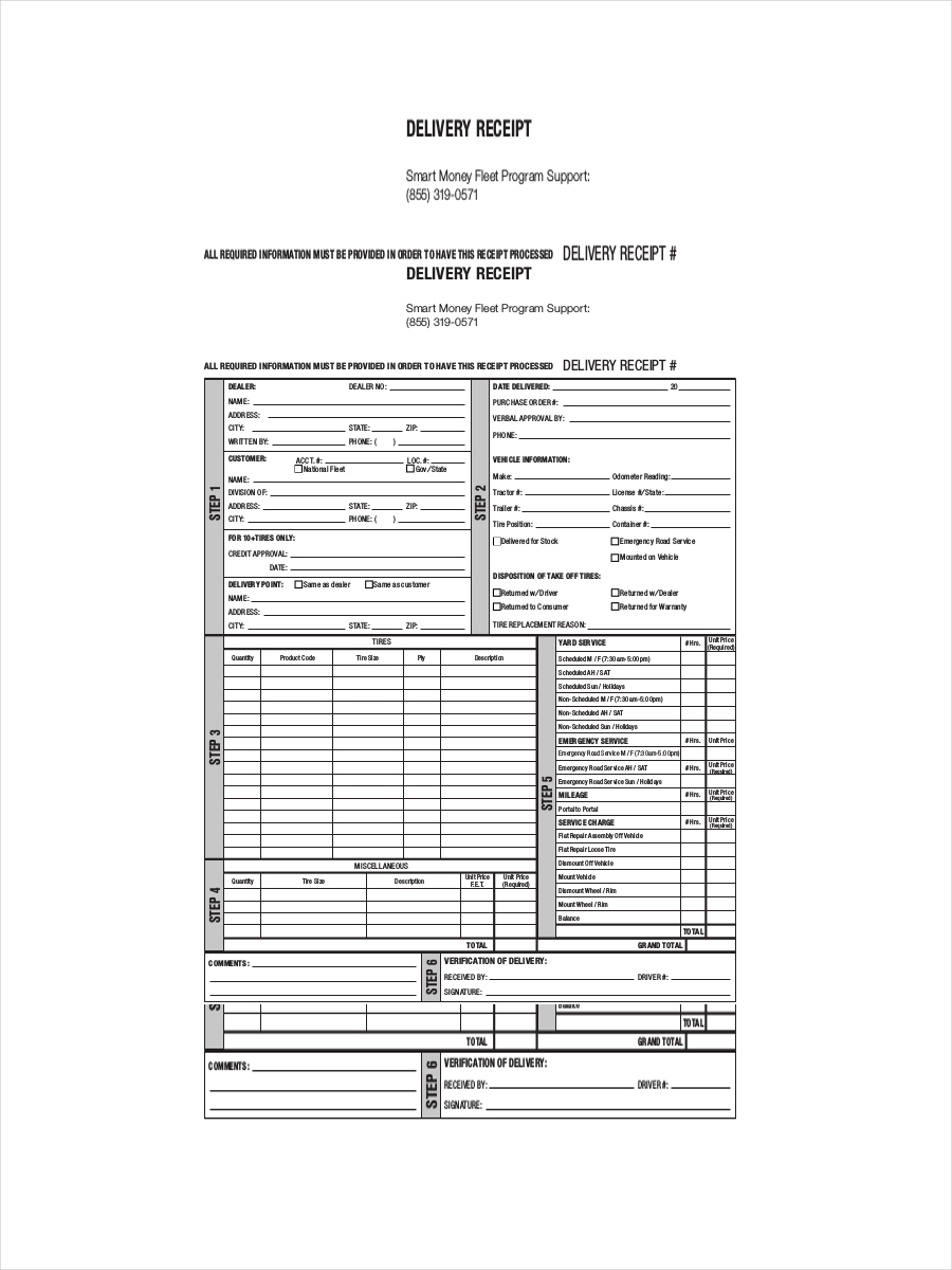 Parcel Delivery Receipt Template