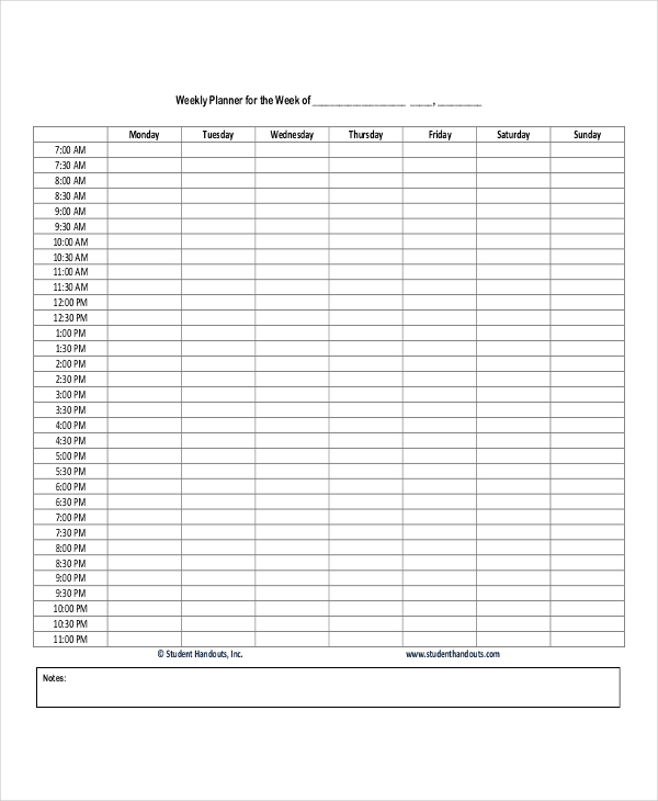 Weekly Plan Sheet pdf