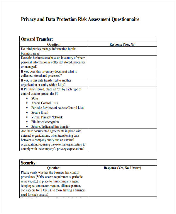 Privacy Risk Assessment Template