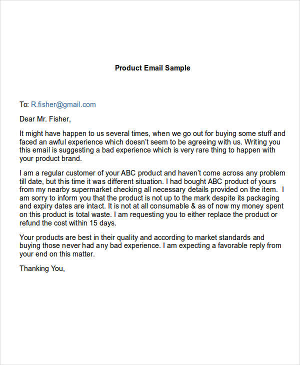 Product Email Sample