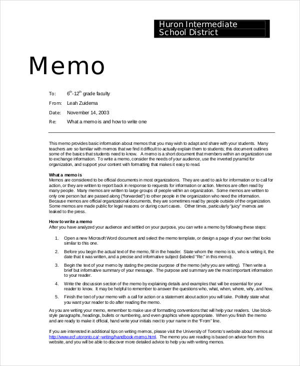 FREE 8+ Student Memo Examples & Samples in PDF | Word ...