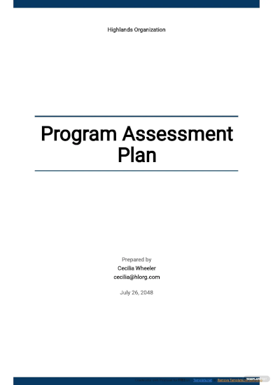 Program Assessment Plan Template