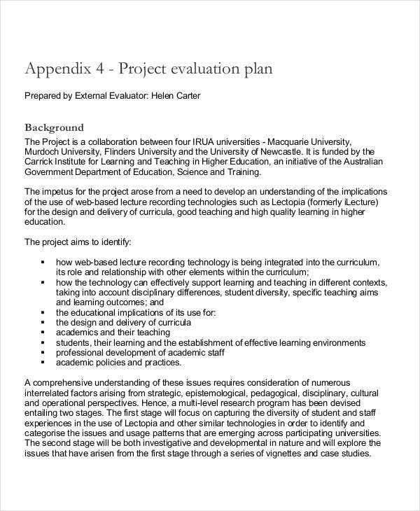 project evaluation example