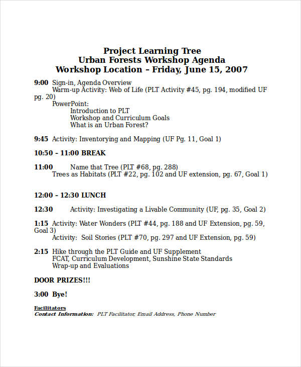 project learning agenda