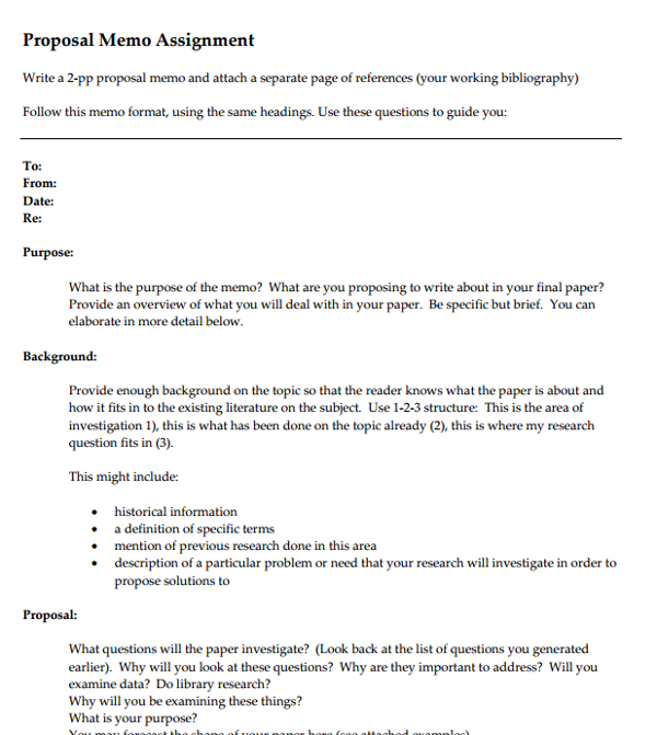 proposal memo assignment