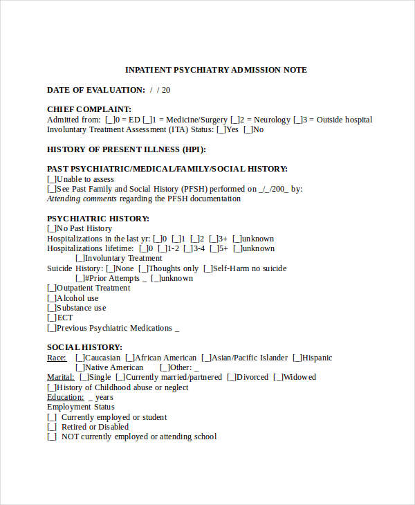 Psychiatry Note Template Sampletemplate.my.id