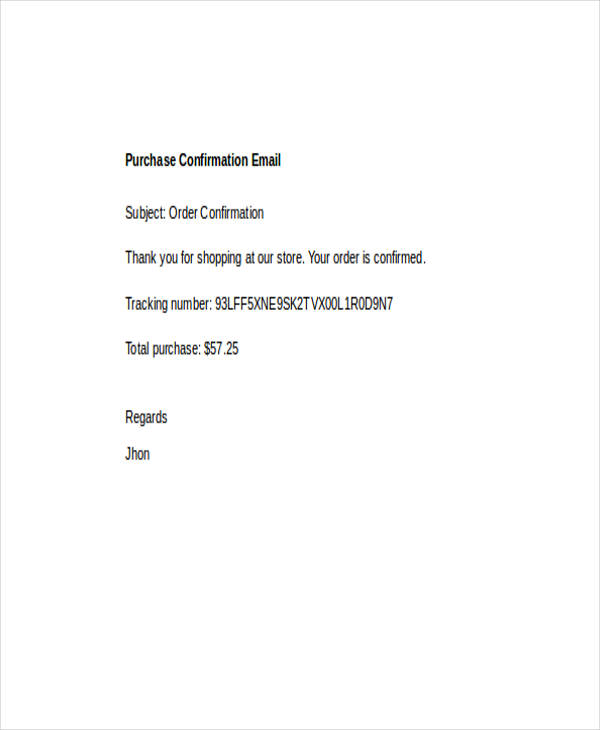 Purchase Order Email Sample