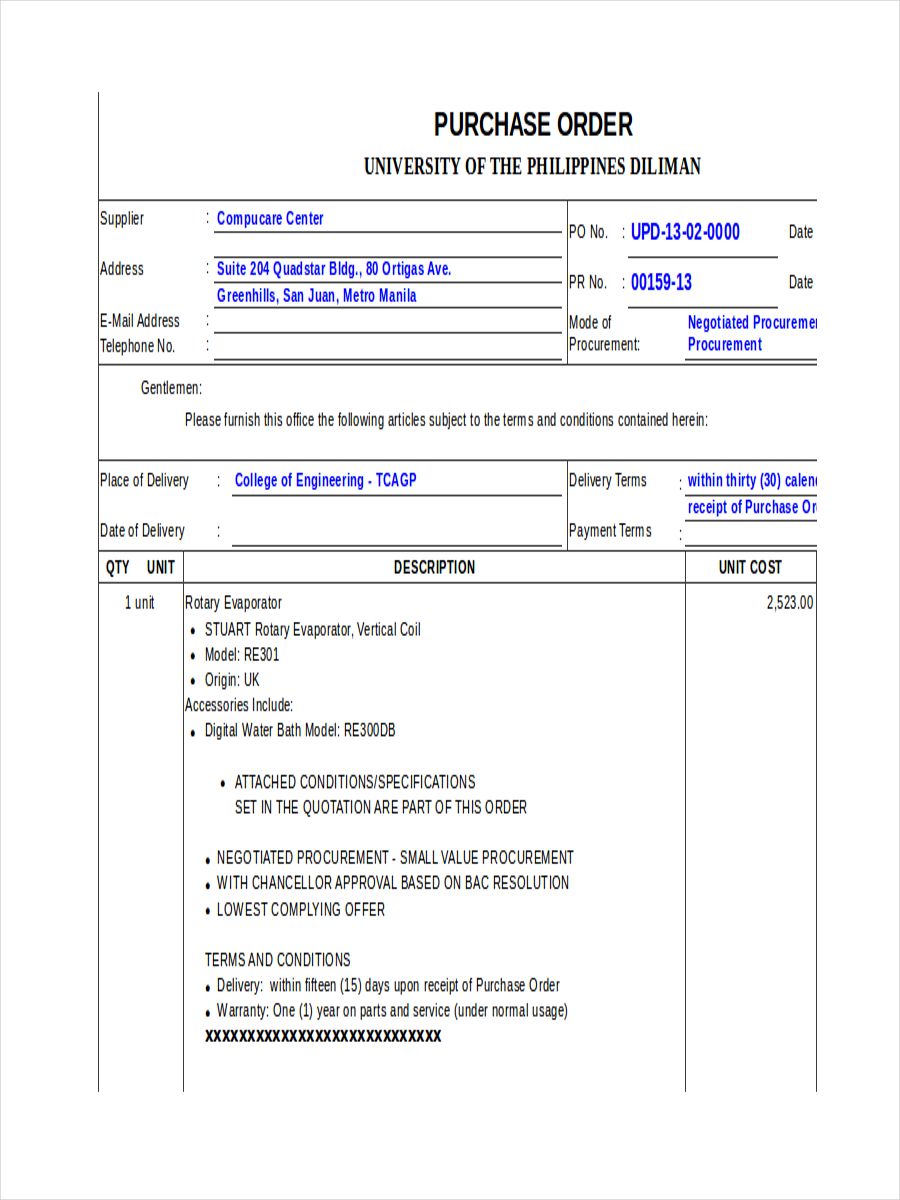 Purchase Order Receipt