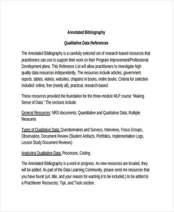 qualitative annotated bibliography