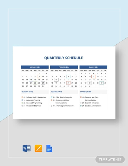 quarterly schedule template