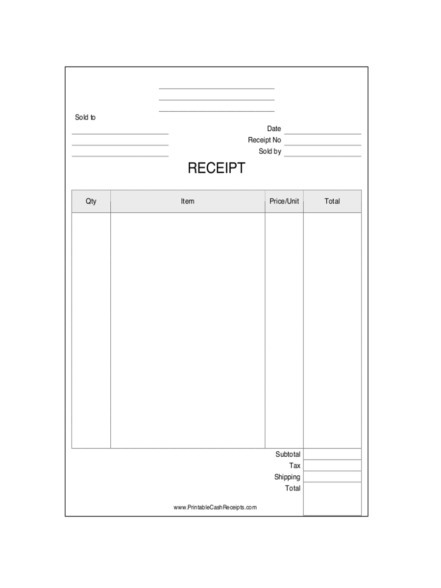 receipt for business order