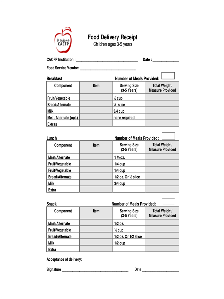 download stamp size & 7  Word, PDF, Samples Delivery Examples Pages  Receipt