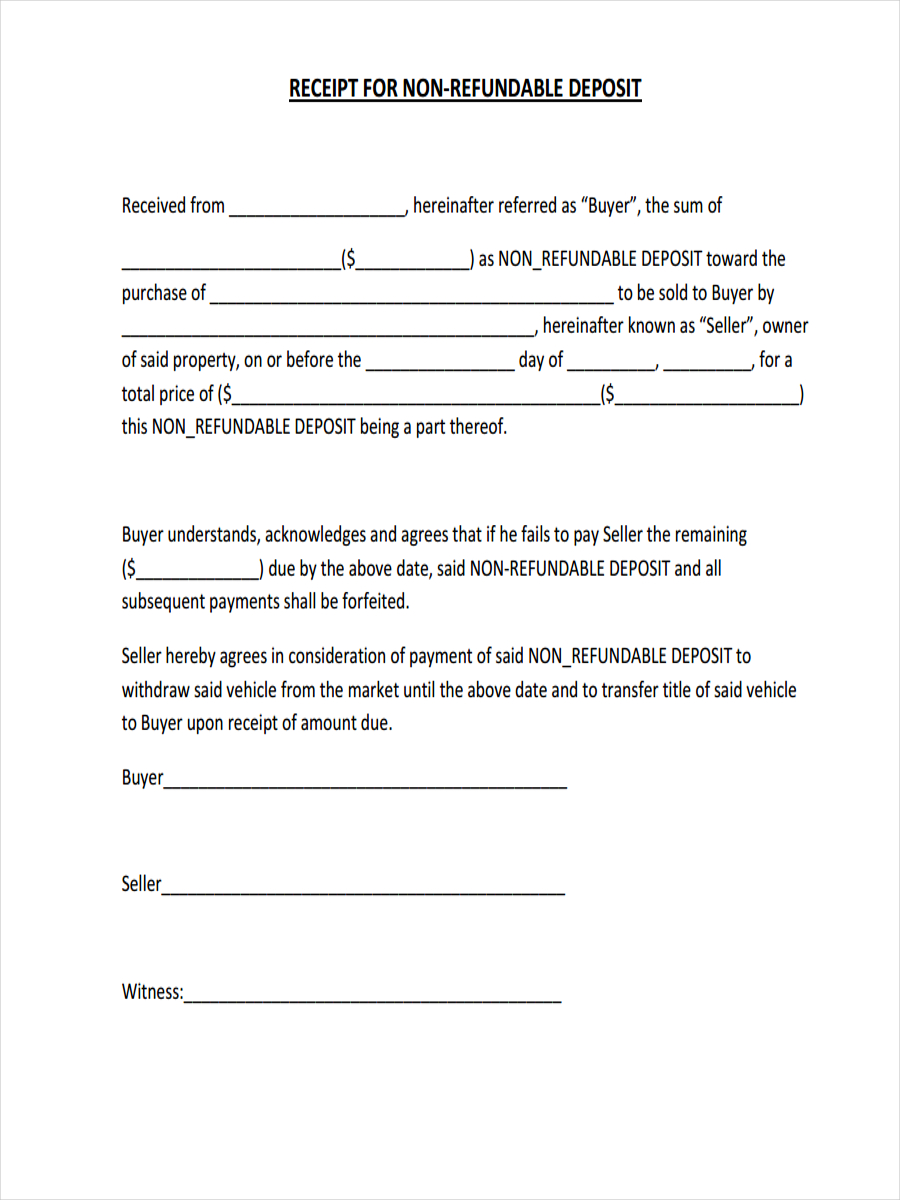 Deposit Receipt 8 Examples Format Pdf