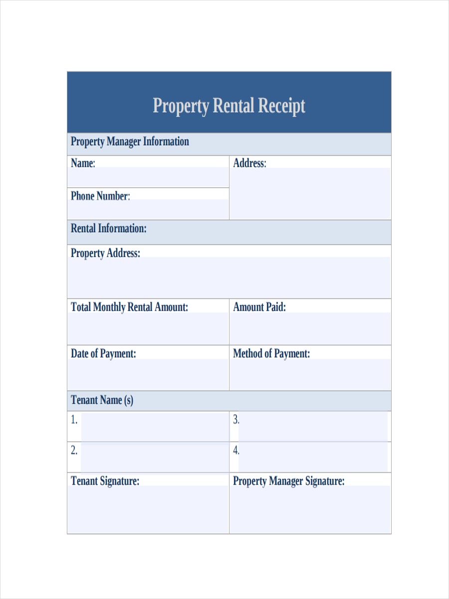 receipt for rental property