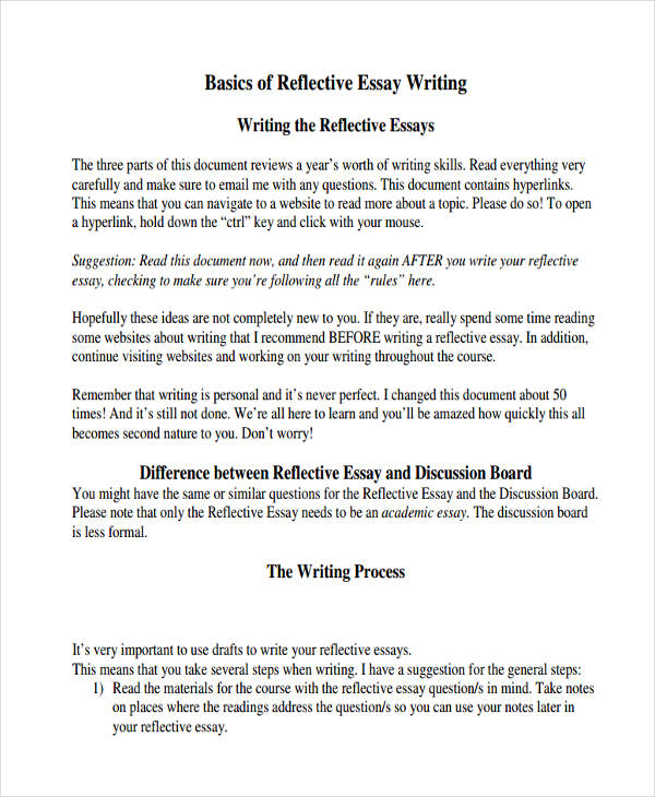 how to write reflective essay example