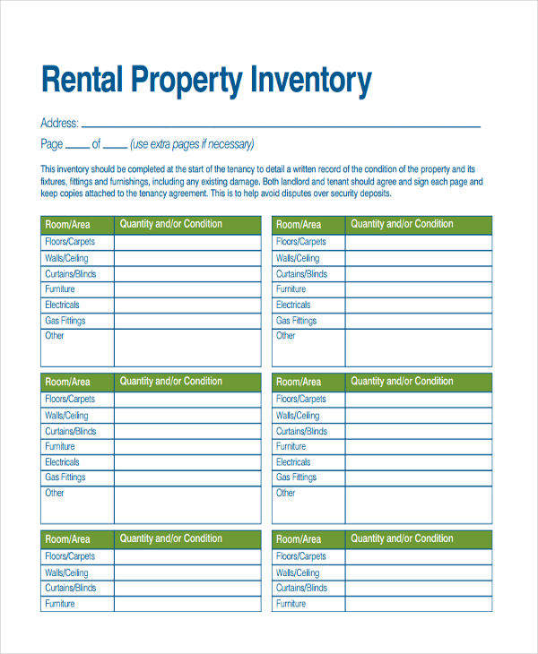  Property Inventory Checklist Example Allbusinesstemplatescom 