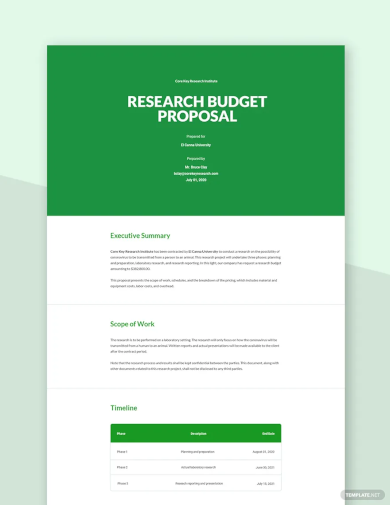 research budget proposal template