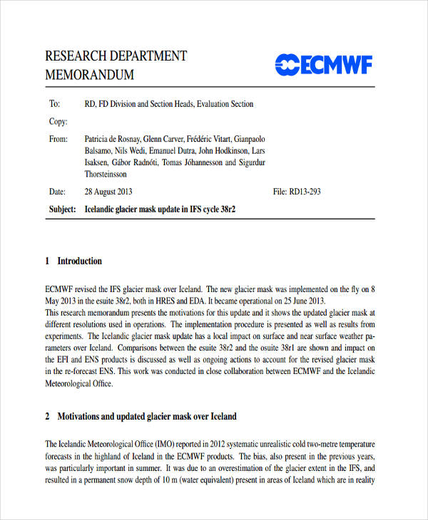 Research Memo 9+ Examples, Format, Pdf Examples