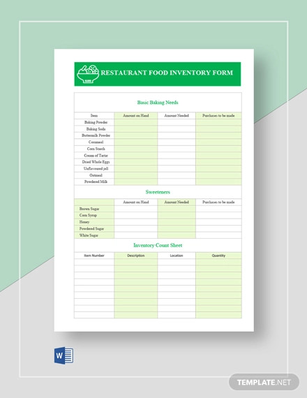 restaurant food inventory template