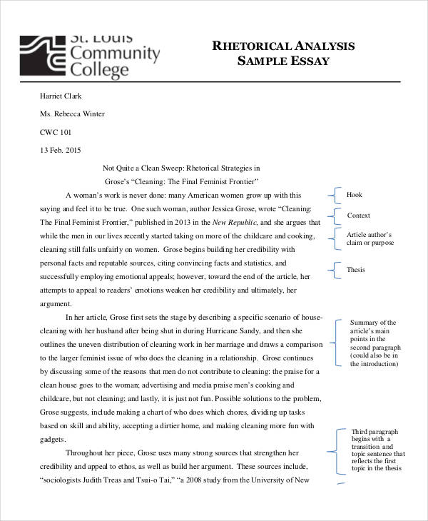 article analysis essay template