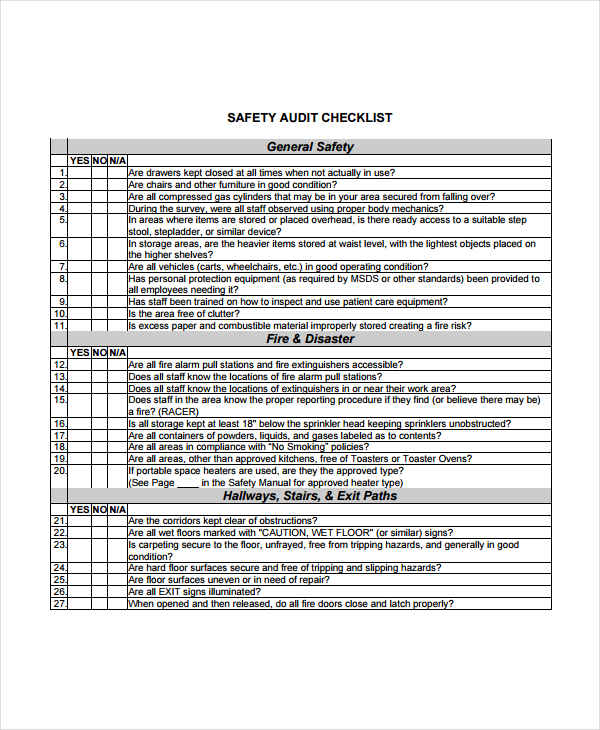 health safety audit template