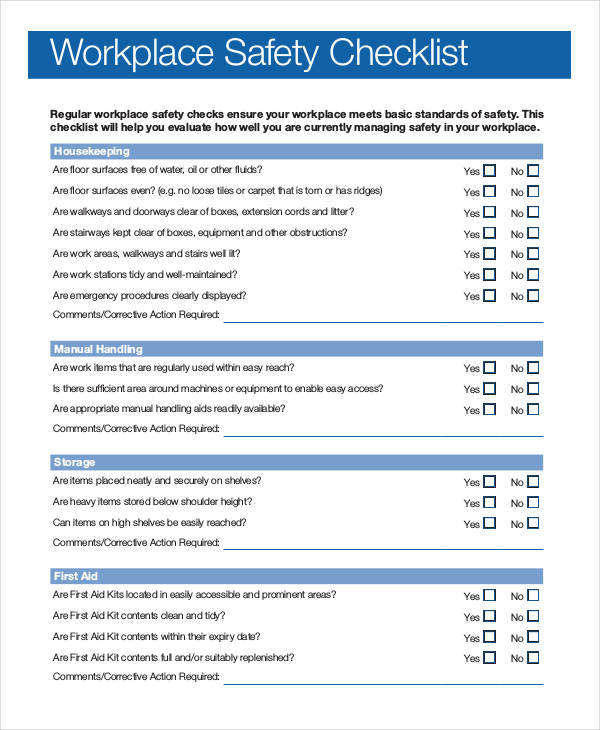 Safety Orientation Checklist Template