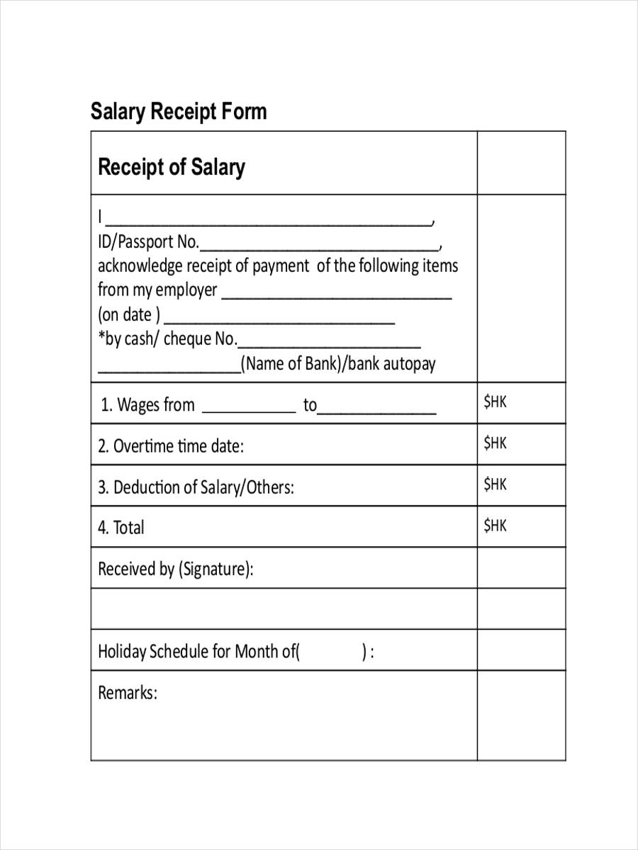 Wage Receipt Template