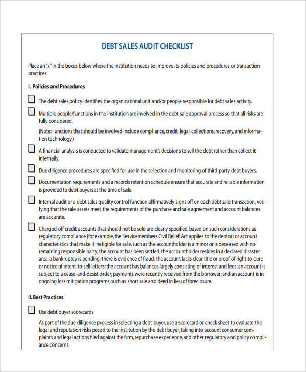 sales audit checklist