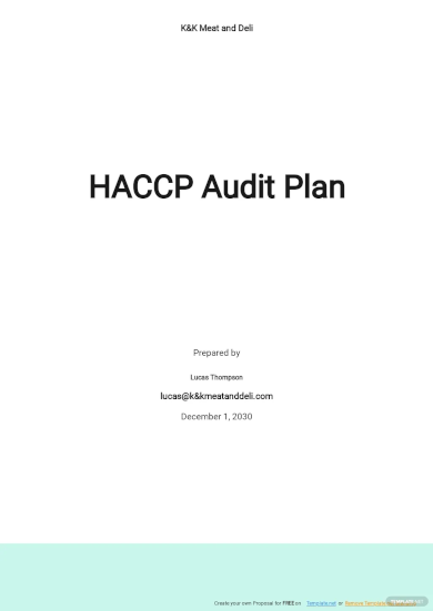 sample haccp audit plan template
