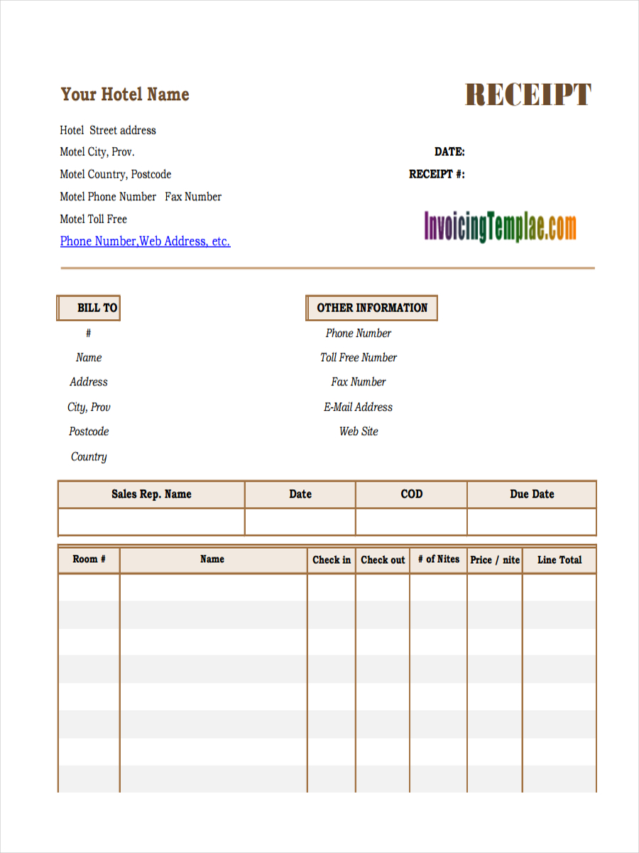 Sample Hotel Receipt