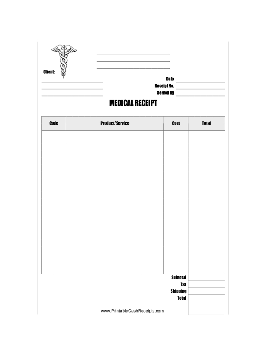 Sample Medical Receipt