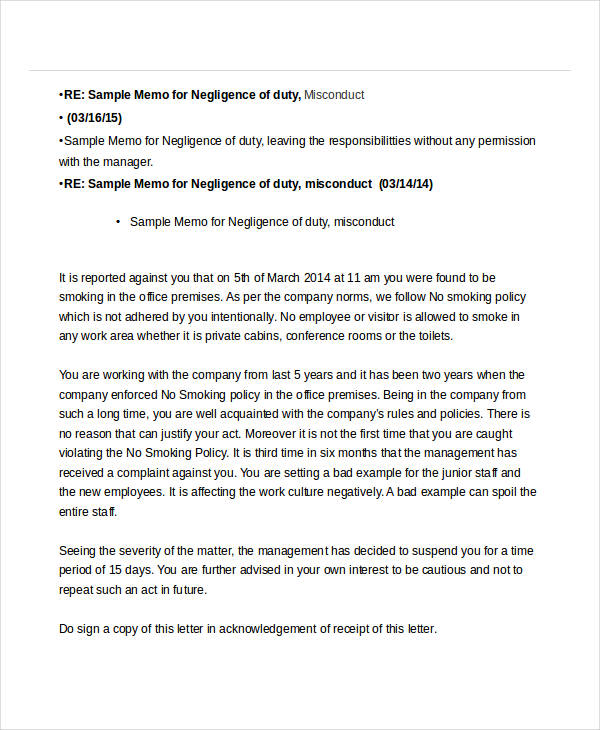 Sample Memo Letter To Employee from images.examples.com