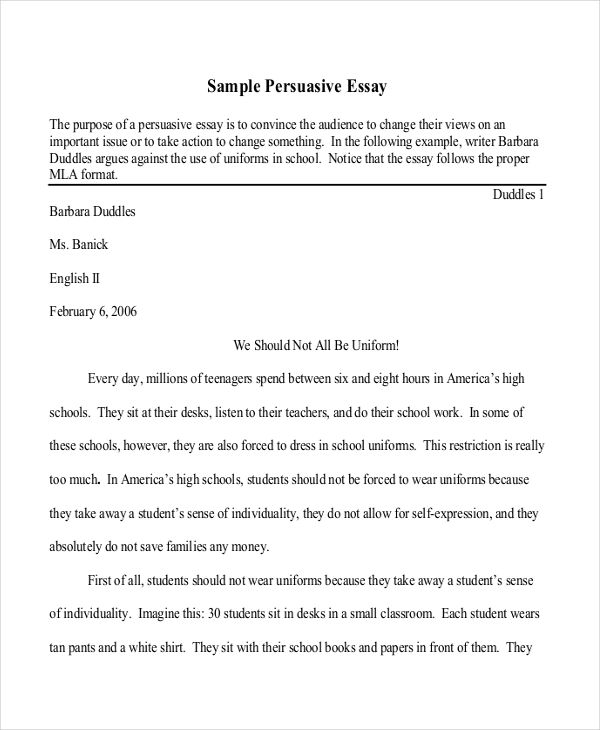Persuasive essay examples