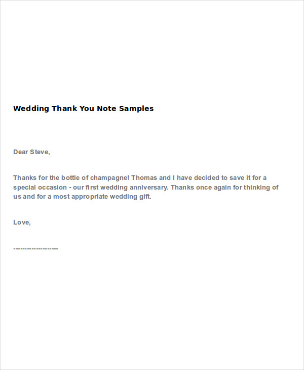 sample wedding note