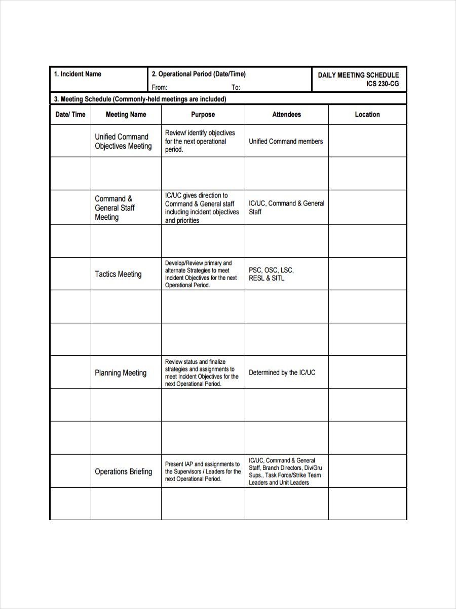 Schedule in PDf - 36+ Examples, Format, Sample | Examples