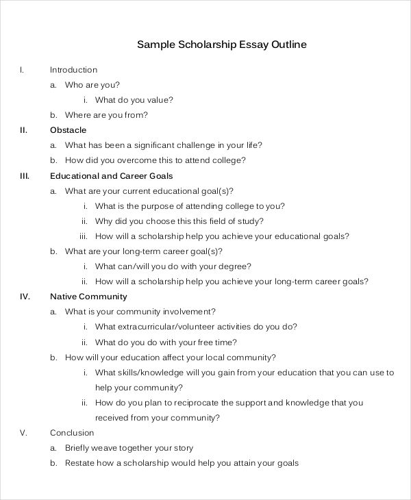 scholarship essay outline template