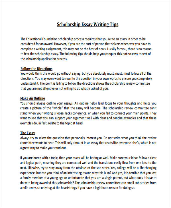 scholarship essay sample pdf