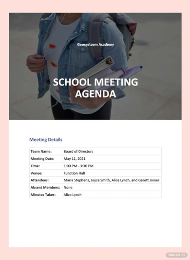 school agenda template example