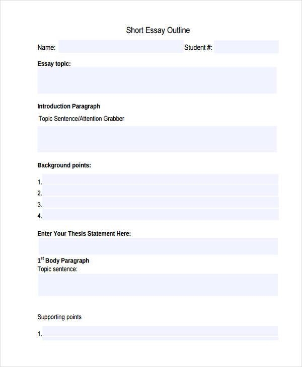 short essay outline template