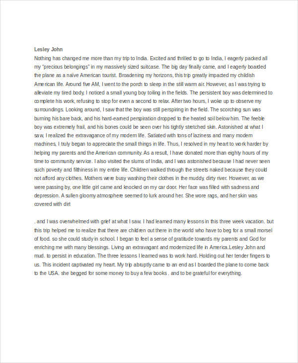 narrative essay about travel experience